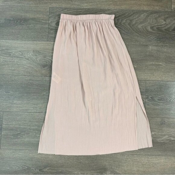 Aritzia Wilfred Celesse Pleated Midi Skirt Side Slit High Rise Waist Pink XXS - Picture 2 of 11